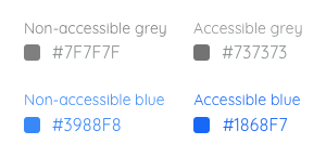 Examples of accessible and inaccessible colors.